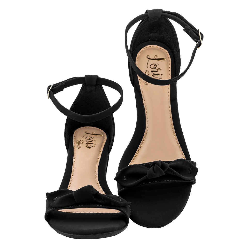 Detalhes do Kit 2 Pares Sandálias Feminina de Laço Nó Saltinho Quadrado Confort 203-032