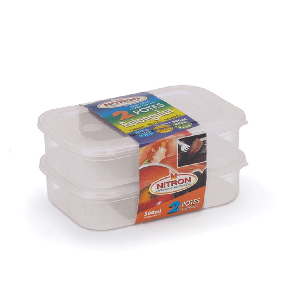 Pote Retangular Raso Pequeno Com 2 Peças Nitron em Oferta na Shopee
