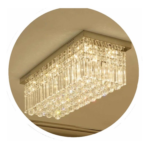Lustre de Cristal K9 Inox 20x70cm com LED para Sala de Jantar ou Estar