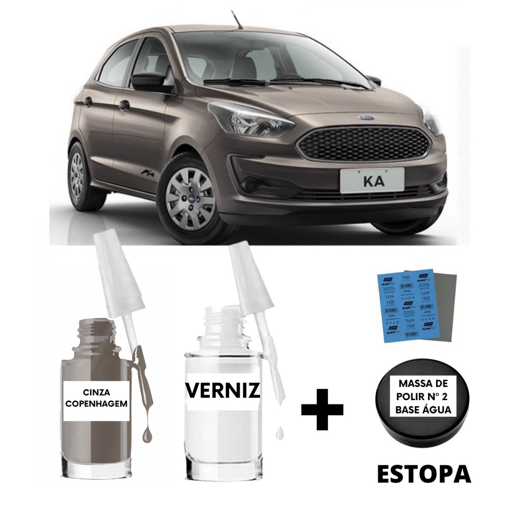 Tinta Automotiva Tira Risco Cor Carro Ford Ka 2018 2019 2020 2021 Cinza Copenhagen