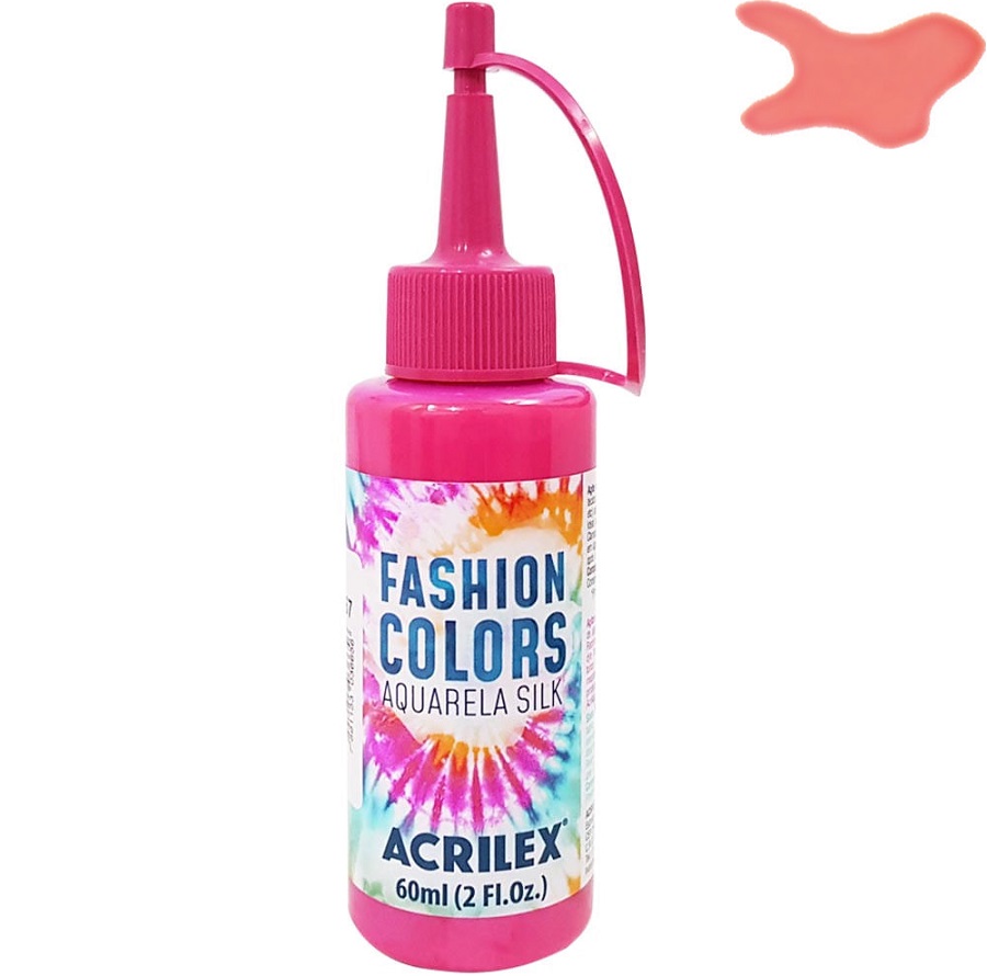 Tinta Tie Dye Rosa Chá 567 Fashion Colors Aquarela Silk Acrilex 60ml - com bico aplicador