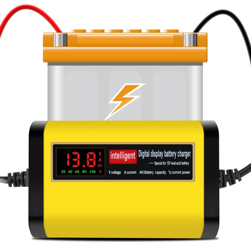 carregador bateria carro e moto automotivo compacto 12v display led indicador de  carga