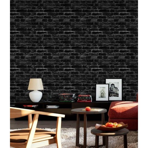 Papel De Parede Tijolinho Preto Autoadesivo 1 Metro em Oferta na Shopee