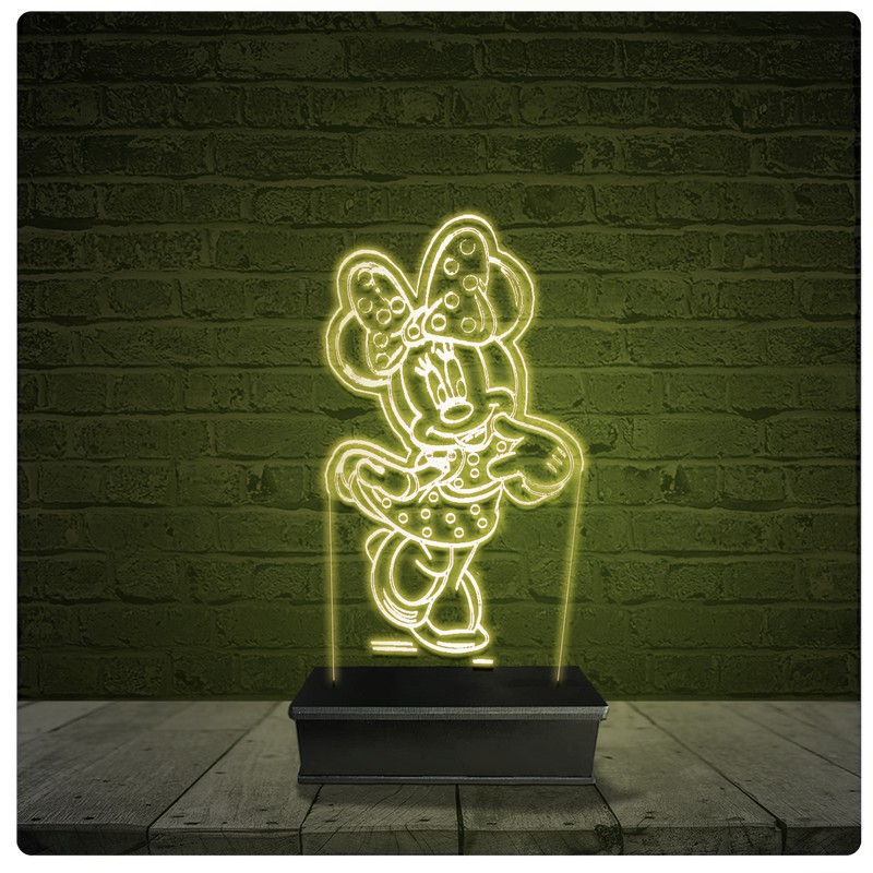 Led Luminária Acrílico Abajur - Minnie Mouse Mickey