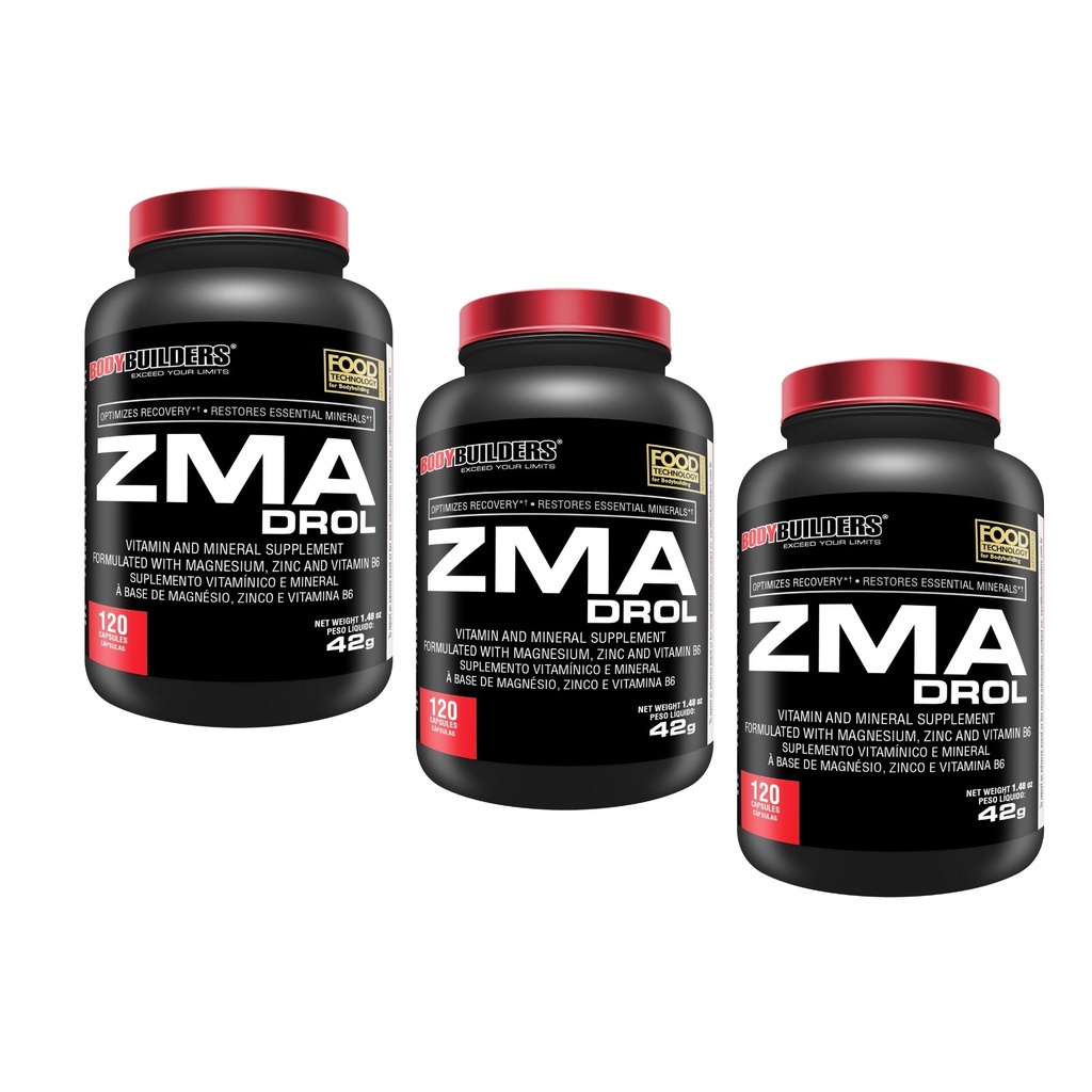 Kit 3x Zma Drol 120 Cáps - Bodybuilders