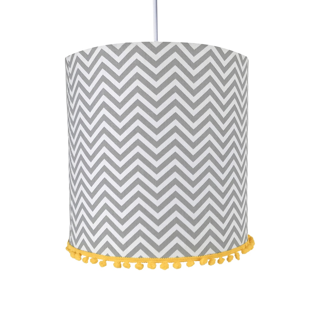 Lustre Cinza Chevron Amarelo Pendente Luminária Infantil