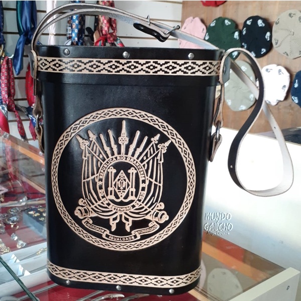 Mateira Bolsa de Chimarrão e Mate 1L - Couro Legítimo Sola TOP de Linha