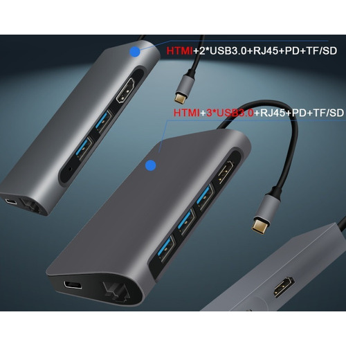 Adaptador Hub Macbook Pro Usb C Thunderbolt Usb + Rj45 +hdmi