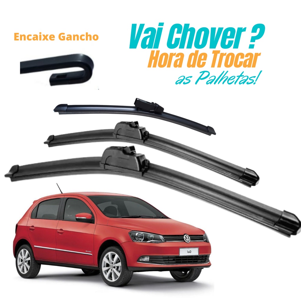 Kit Palheta Limpador Parabrisa Dianteiro + Traseiro Gol G6 Encaixe GANCHO em Oferta na Shopee