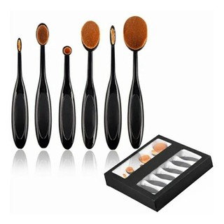 Pincel Maquiagem Oval Kit 5 Peças Escova Flexivel Profissional Contorno Base Liquidos Creme Corretivo