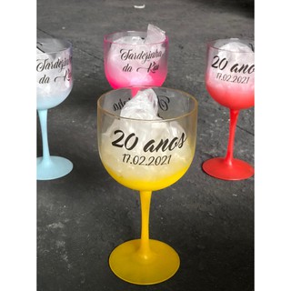 Kit 10 Taças De Gin 580 ml Degradê Acrílico Personalizada aniversário formatur presentes