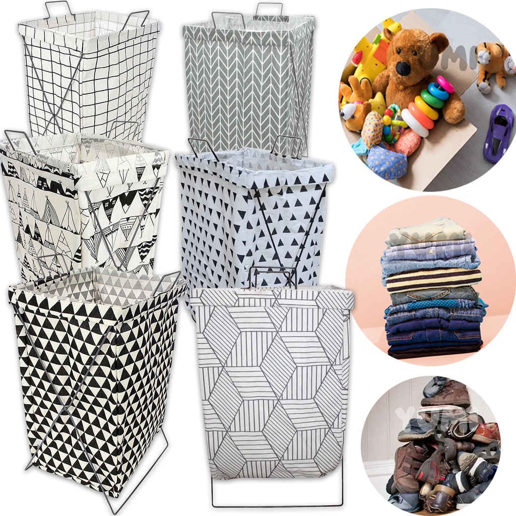 Cesto Saco Organizador Roupa Suja Brinquedos Sapatos Multiuso Dobrável Suporte 35x60 50 Litros em Oferta na Shopee