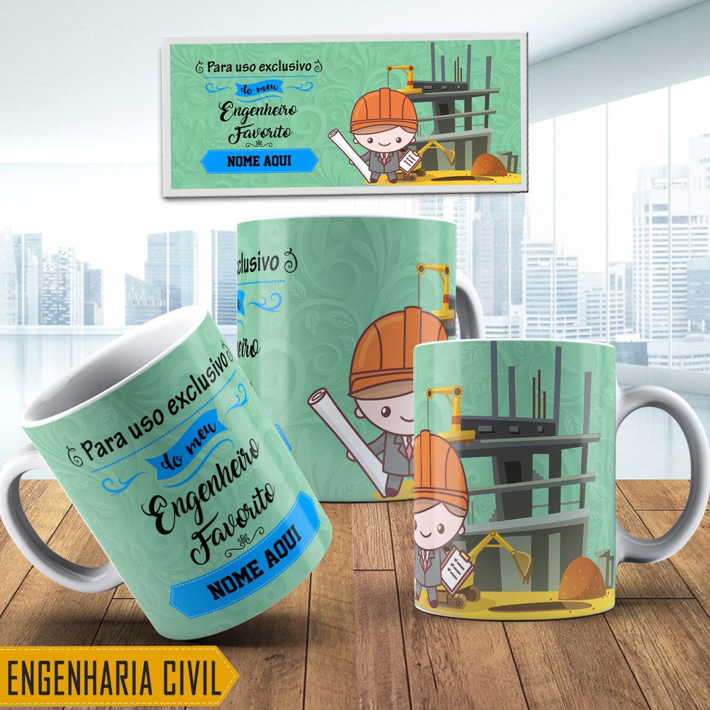 Caneca Engenharia Civil Engenheiro personalizada com nome 2230