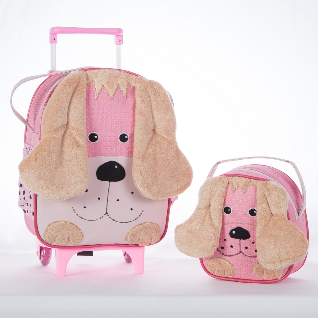 Kit Mochila De Carrinho Infantil Bichinho G Lancheira Bebê Infântil Menina Menino Aulas
