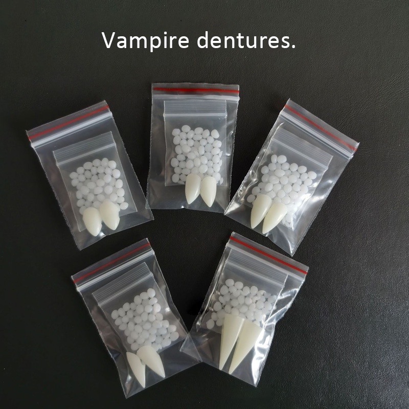 4 Tamanho Vampiro Dentes Fangs Diy Dentaduras Adereços Halloween Adereços Vampiro Falso Dentes Cosplay Prop Fontes Do Partido Dente Mais Adesivo