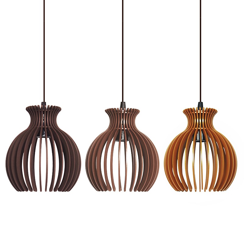 Conjunto 3 Lustres Luminária Nácar Pendente De Madeira | Shopee Brasil