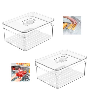 Kit com 2 Organizadores de Geladeira 2,2L Organizador Clear Fresh Com Bandeja De Drenagem E Respiradouro