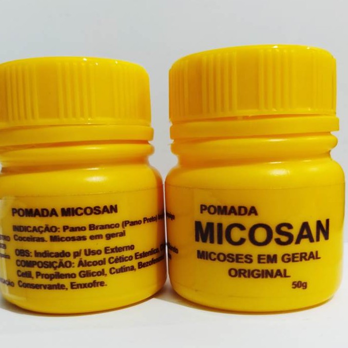 2 Pomada Micosan 50g - A pomada micosan e indicado para clamentl da pele,  sendo ela em axilas escuras,pescoços e cutuvelos. Serve para impinje pano  branco e pano preto,micose em unhas.