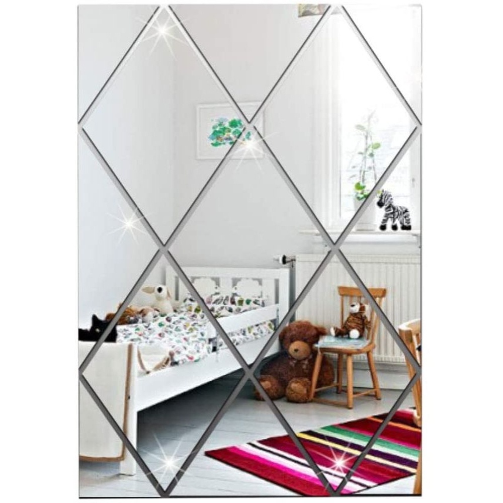 Espelho Acrílico Decorativo Adesivo Diamante Losango 50cmX50cm