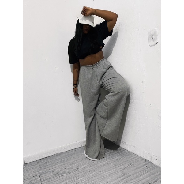 Calça Pantalona Moletom Calça Wid Leg  Calça Boca larga Calça Ampla
