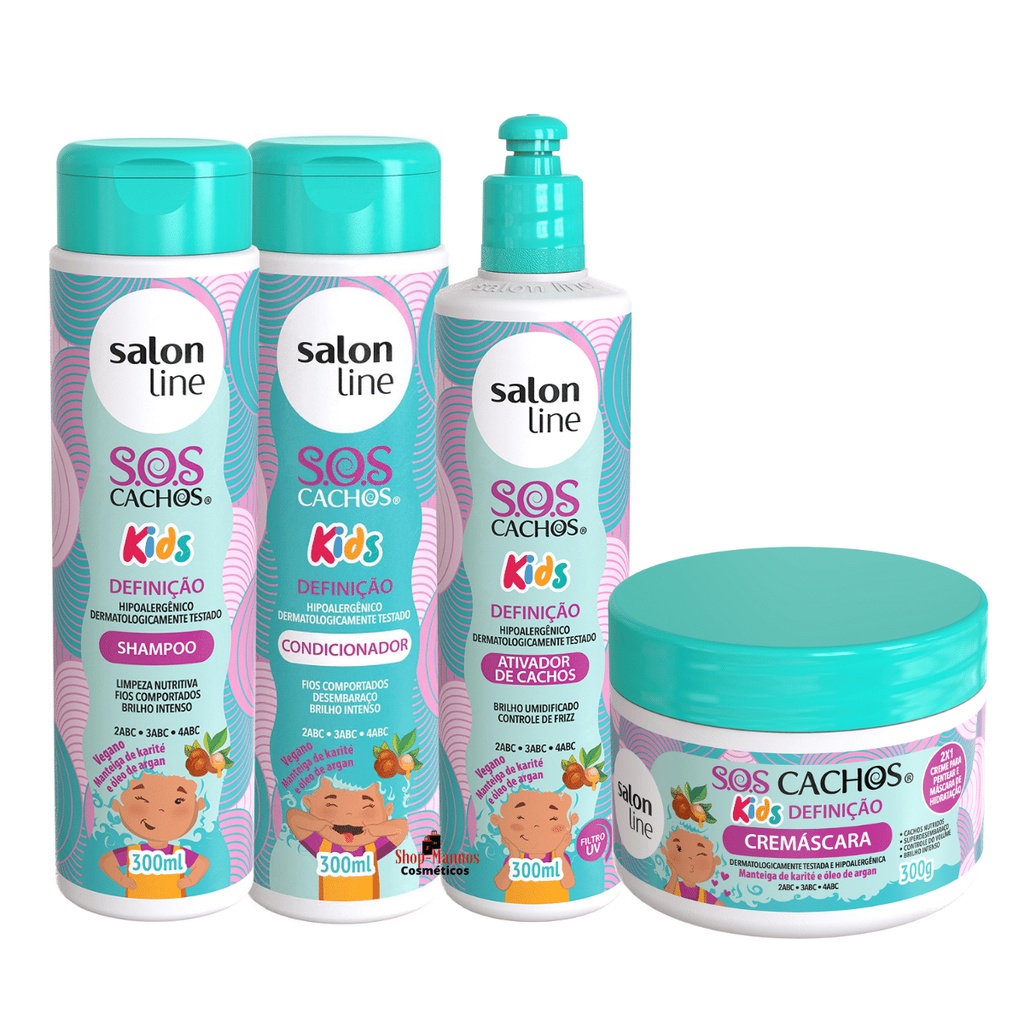 Kit Salon Line Sos Cachos Kids Definicao Infantil Completo 4 Produtos Shopee Brasil