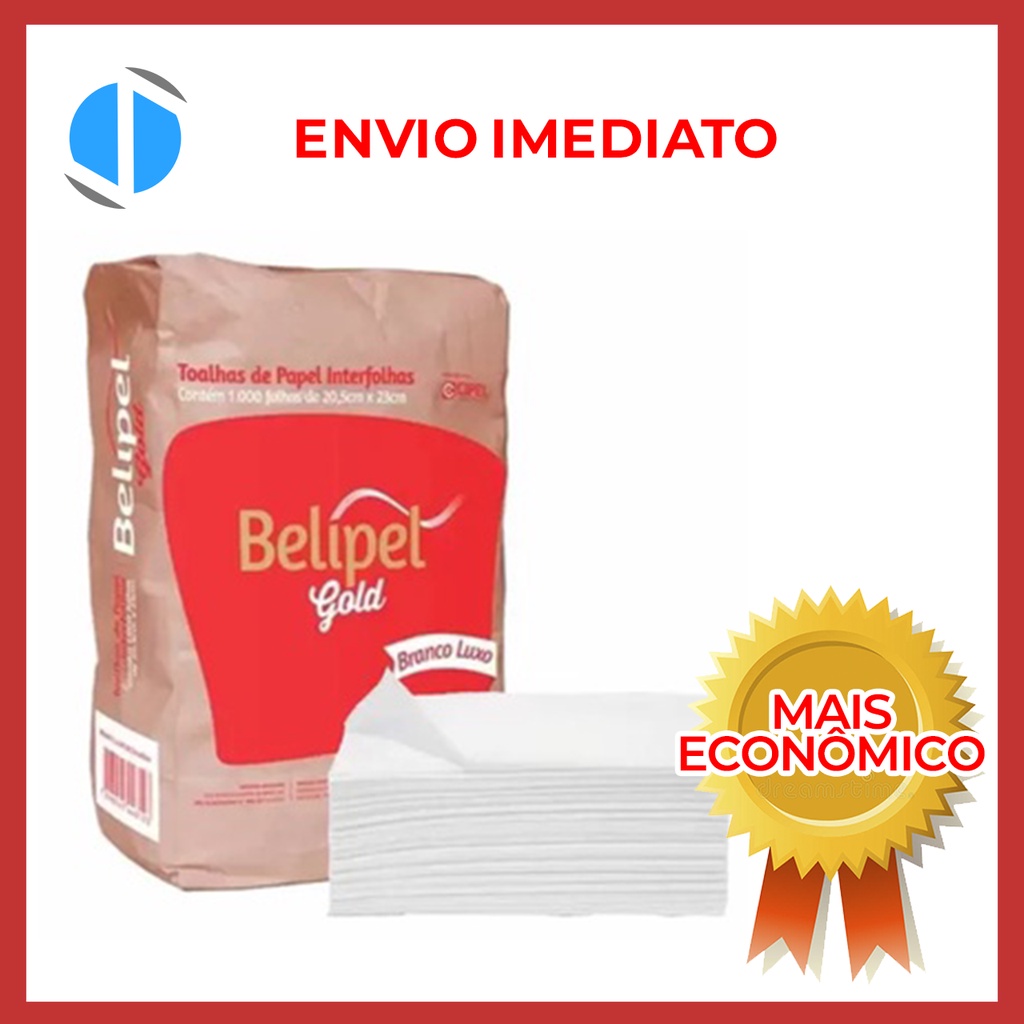 Papel toalha interfolhado 1000 folhas 100% celulose