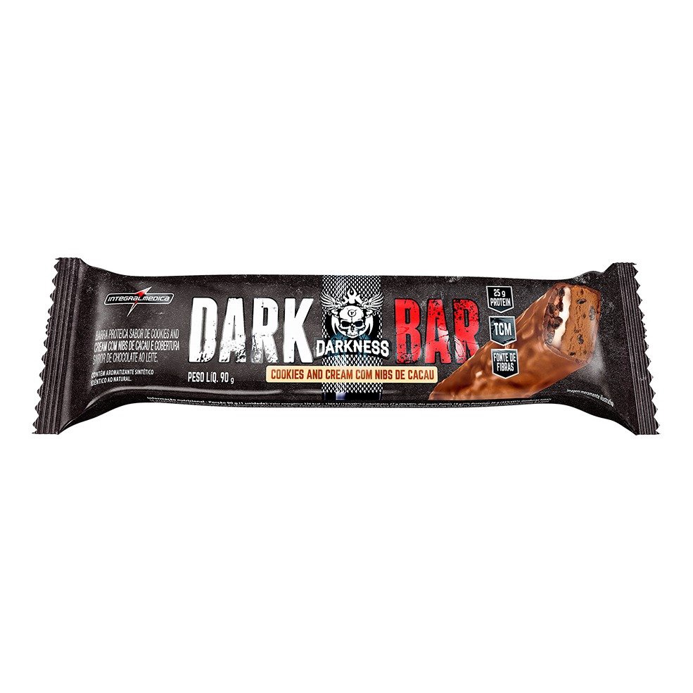 Barra de Proteína Whey Bar Darknees Sabor Cookies Cream 90g Unidade - Integralmédica