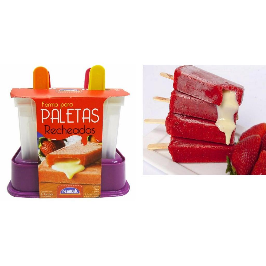 Kit 03 Formas De Picolé Paleta Mexicana Recheada Com Palito