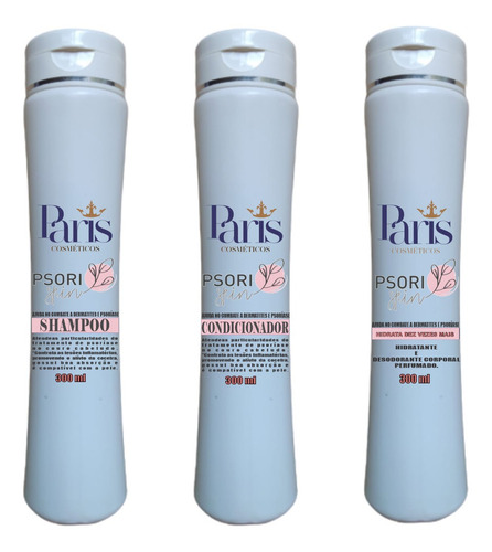 02 Shampoos  E 01  Hidratante Corpo Para Alívio Da Psoríase
