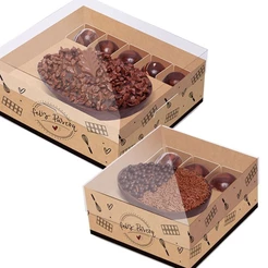 Caixa New Practice Meio Ovo de 350g e espaço para docinhos - Feito com Amor Kraft - 06 unidades - Rizzo