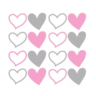 ADESIVO DECORATIVO DE PAREDE CORAÇÃO (VAZADO/CHEIO) 130un 5cm COR ROSA+CINZA em Oferta na Shopee