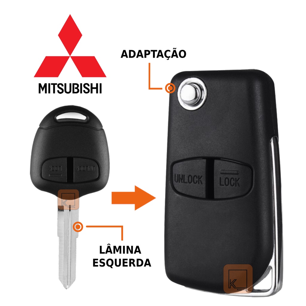 Carcaça Chave Canivete Adaptação Mitsubishi 2 Bot Esquerda