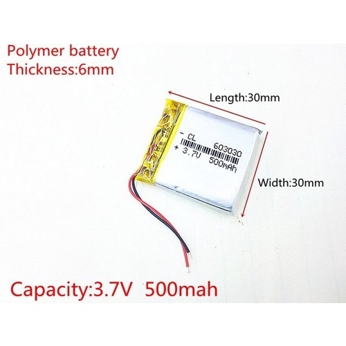 Bateria 603030 2 Fios 3,7v 500mah Fone 500bt 6 X 30 X 30mm