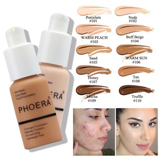 Phoera Naturally Flawless Liquid Foundation Matte Oil-Control Concealer 8 Cores Opcional