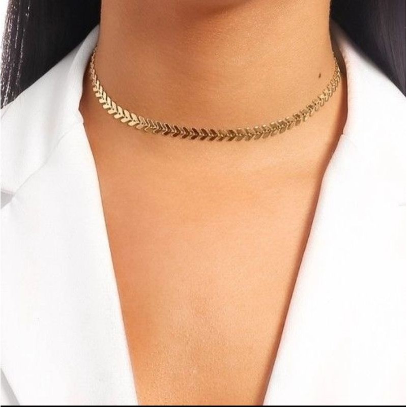 Colar choker pescoço escama de peixe Folheado ouro / Gargantilha Corrente Feminino dourado 18k moda luxo