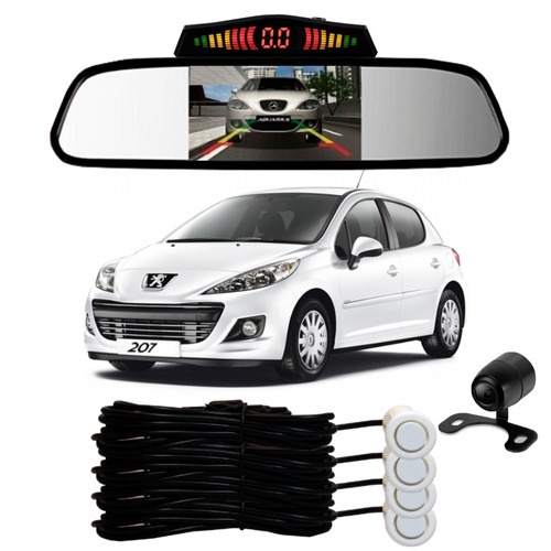 Sensor De Ré + Espelho Camera Ré Peugeot 207 Branco em Oferta na Shopee