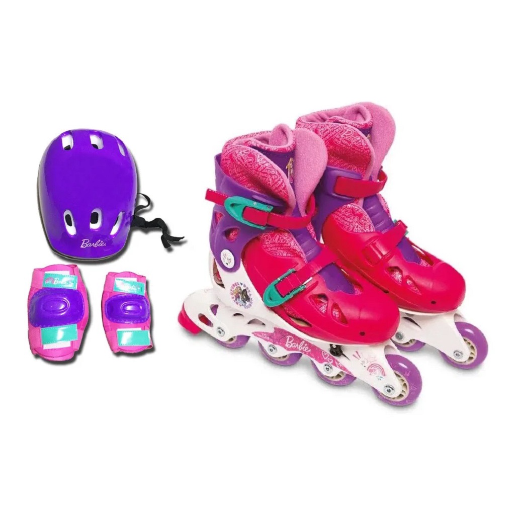 Barbie Patins Ajustavel 33 A 36 com Acessórios De Segurança F00108 - Fun em Oferta na Shopee