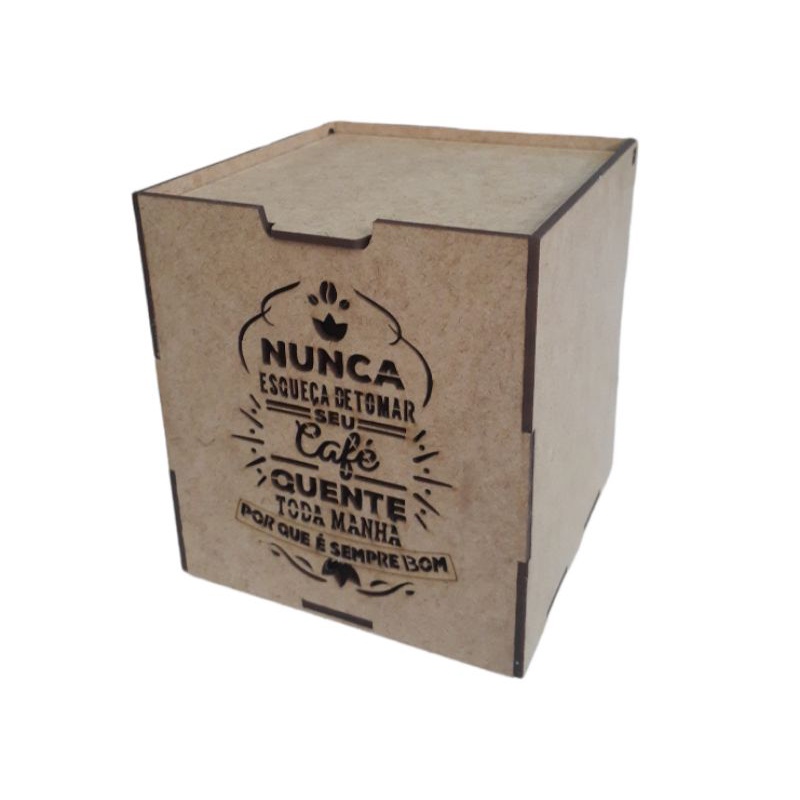 Caixa Com Frase Tomar Café, Para Colocar Caneca 12x12x12 cm