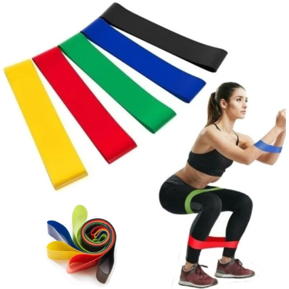 Kit 5 Faixas Elásticas Exercise Resistance Belt Fisioterapia Shopee