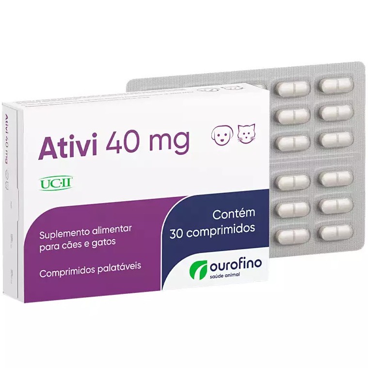 Ativi 40 mg C/ 30 Comprimidos - Outo Fino - Suplemento Alimentar UCII P/ Cães e Gatos em Oferta na Shopee