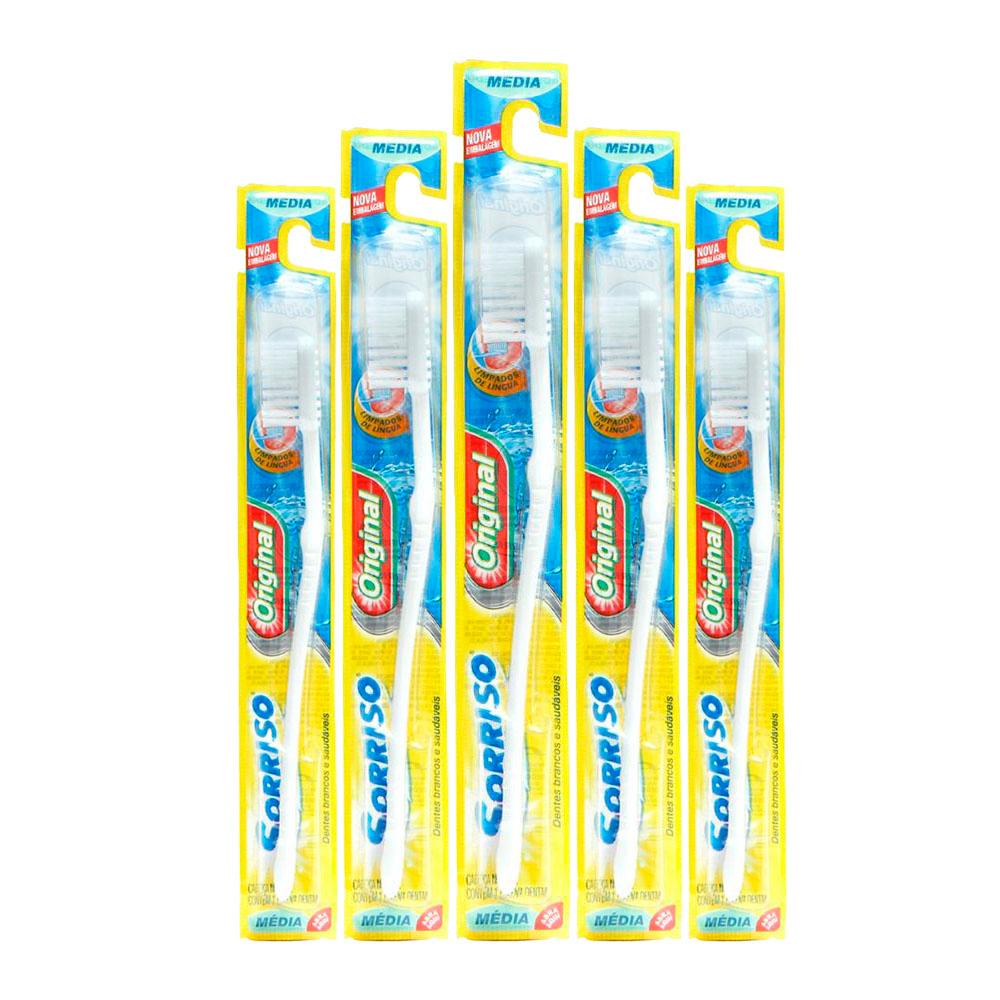 Kit 5 Escova Dental Sorriso Original Média - Health