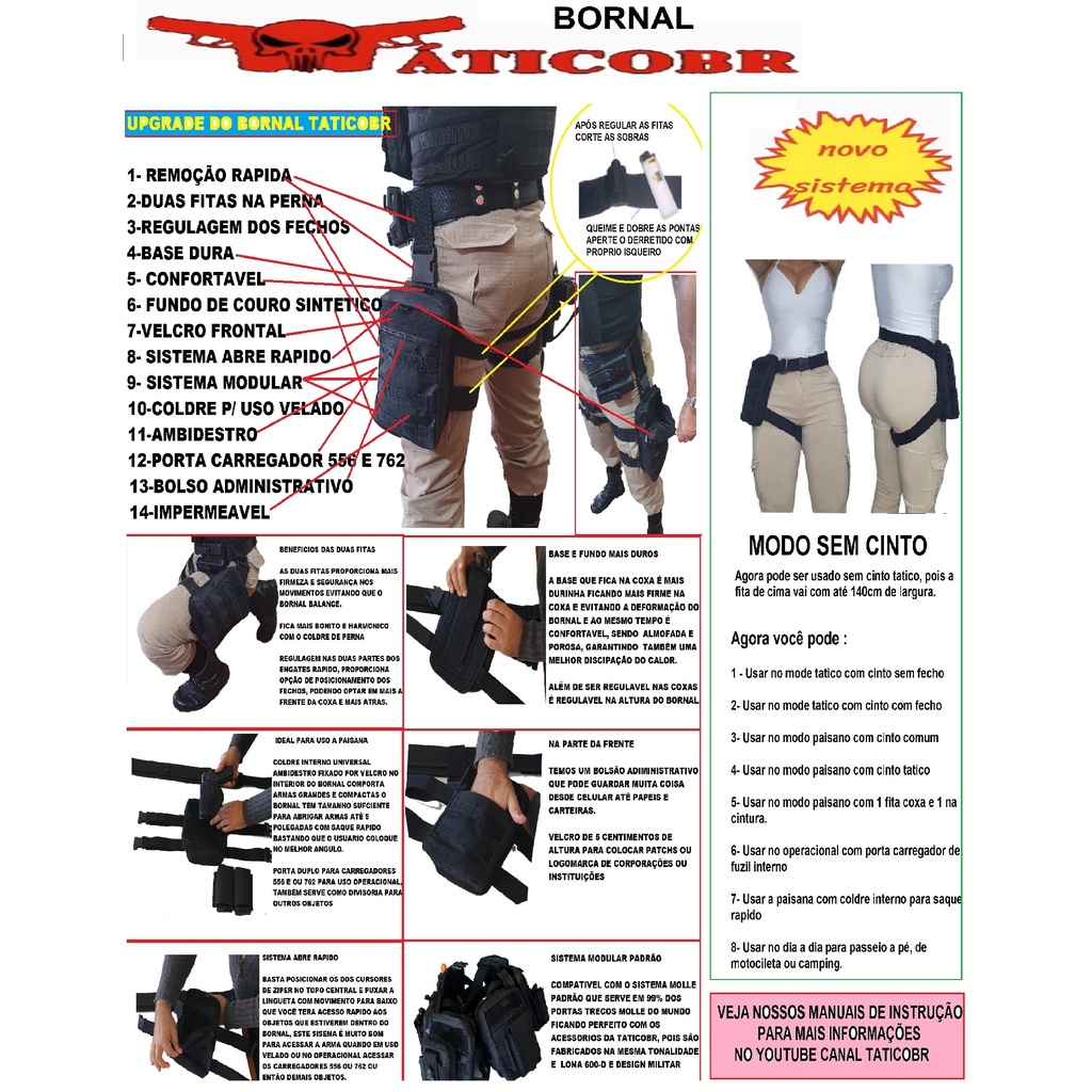 Bornal Perna Militar Porta Treco Rocam Pro (coldre Embutido)