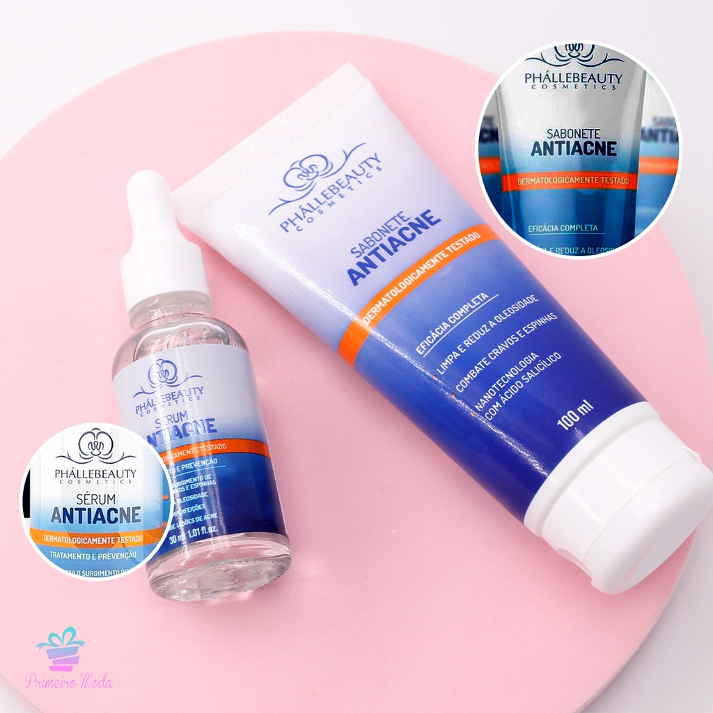 Kit 2 unidades de Tratamento Antiacne sérum e sabonete  PhalleBeauty