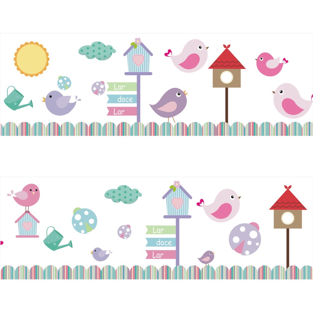 Adesivo Faixa Border Infantil Coruja Corujinha Pássaro Passarinho kit com 5 unidades M06