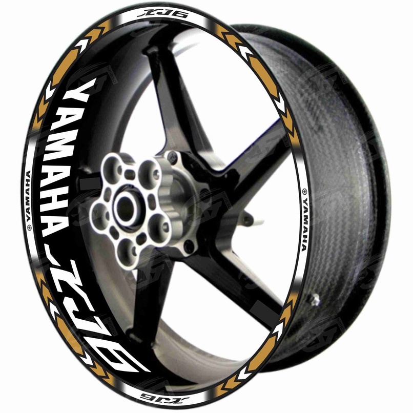 Adesivo Friso Refletivo Roda Moto Yamaha XJ6 XJ 6N XJ 6F XJ6N XJ6F + Adesivos Internos M01 ouro