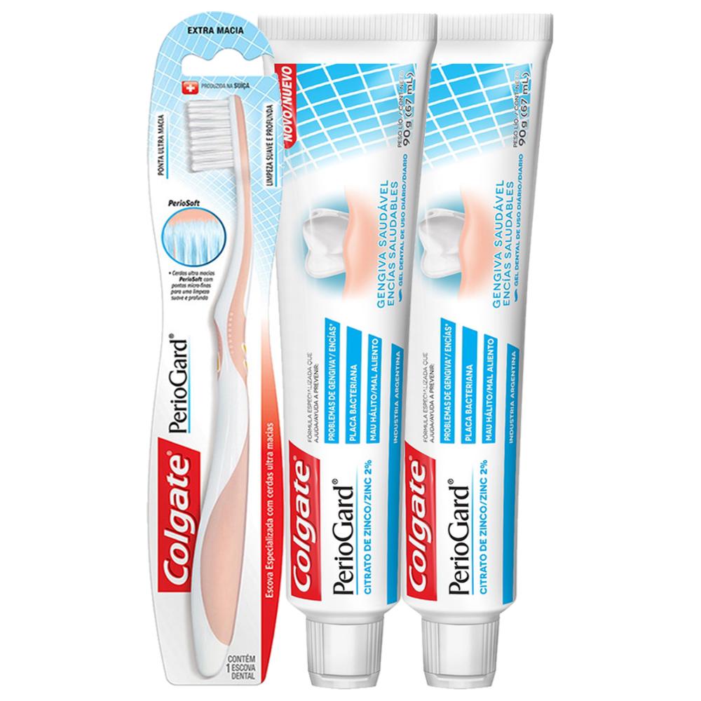 Kit C/ 2 Cremes + Escova Dental Colgate PerioGard 90g em Oferta na Shopee