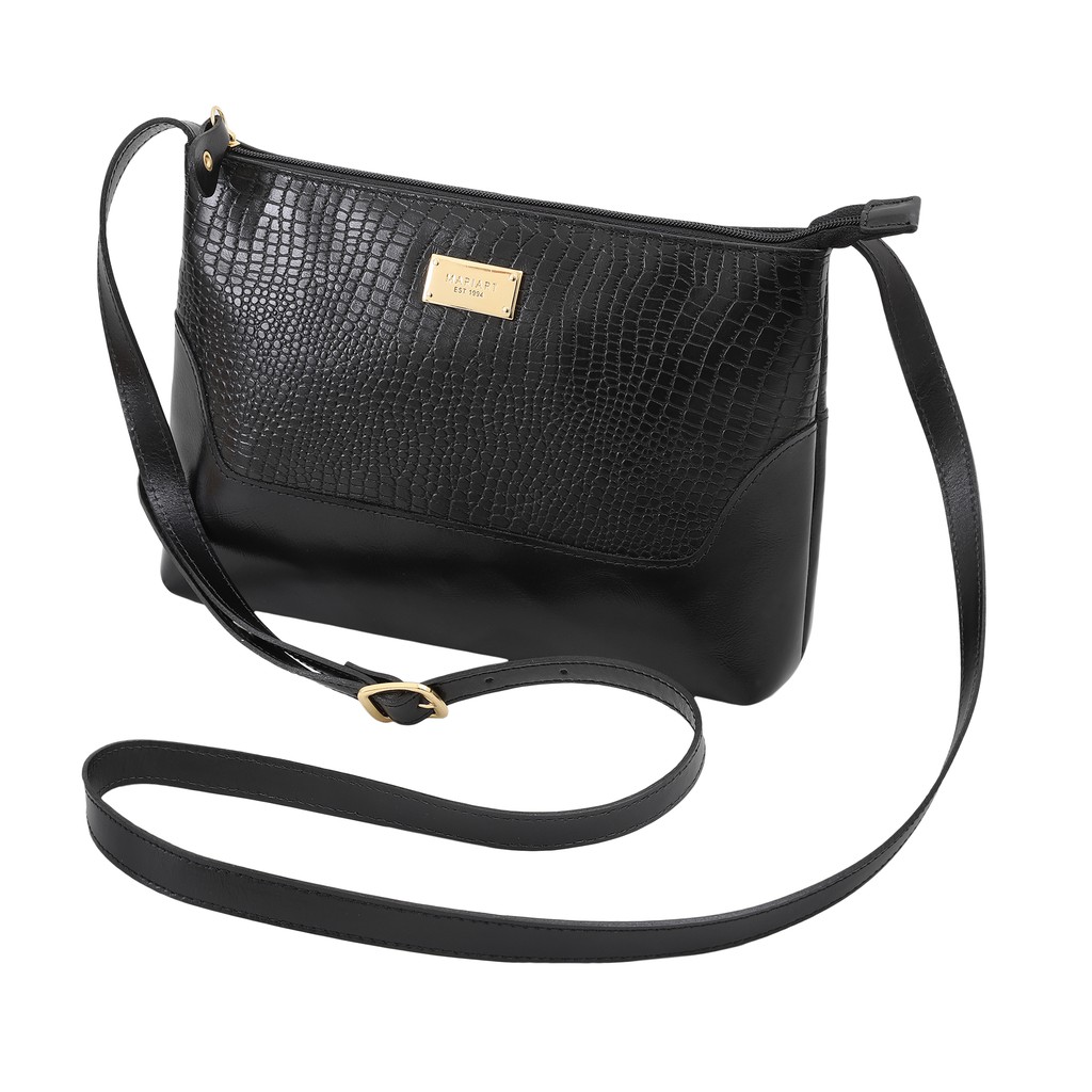 Bolsa Couro Legítimo Feminina Alça Transversal Zíper Mariart 2194