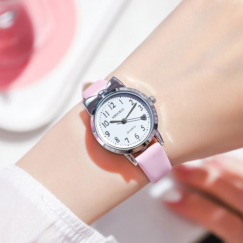 Relógios Femininos para Estudantes, Relógio de Pulso para Meninas, Relógio de Quartzo Fofo para Crianças, Relógio de Mod