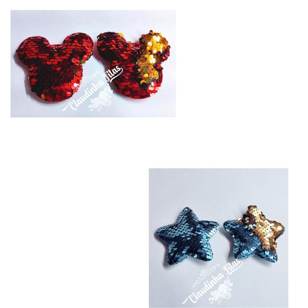 Aplique de paetê reversível mickey ou estrela
