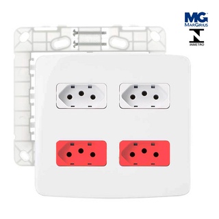 Conjunto Placa 4x4 4 Tomadas 20A Branca Vermelha Margirius B3